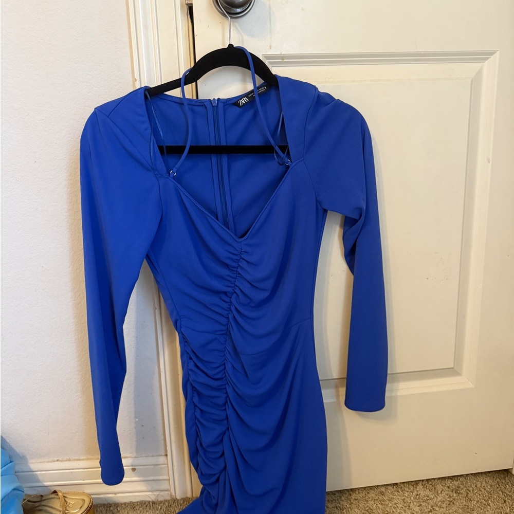 Zara Royal Blue Ruched Mini Dress